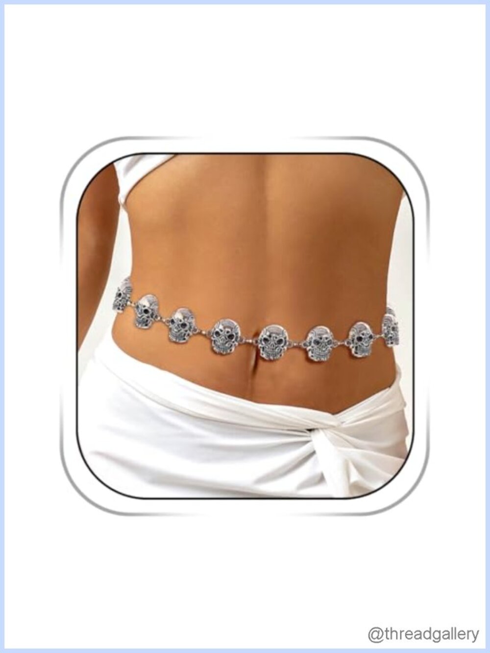 Skull Belly Chain Metal Waist Belt Punk Gothic Body Chain for Outfit